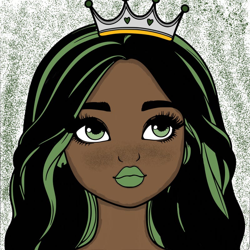 a realistic girl with a crown on