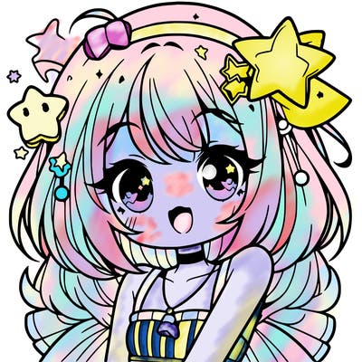 cute anime girl with star accessories