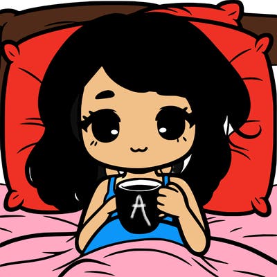 a girl drinking coffee in bed