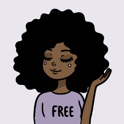 free woman with curly hair