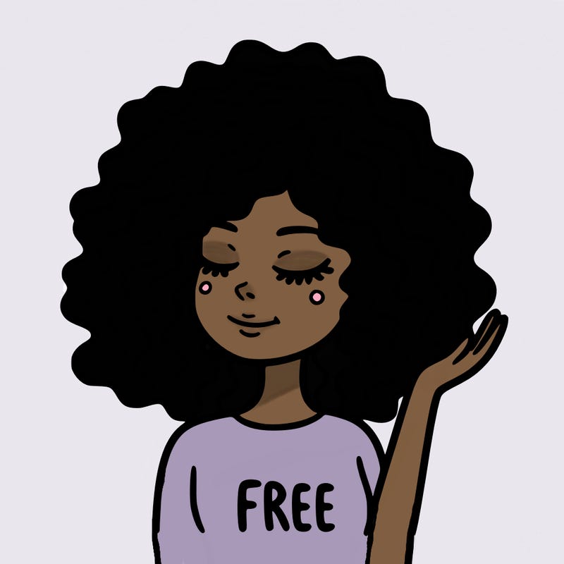 free woman with curly hair