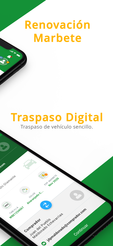 A screenshot of the CESCO Digital app showing options for vehicle tag renewal and digital vehicle transfer in Puerto Rico.
