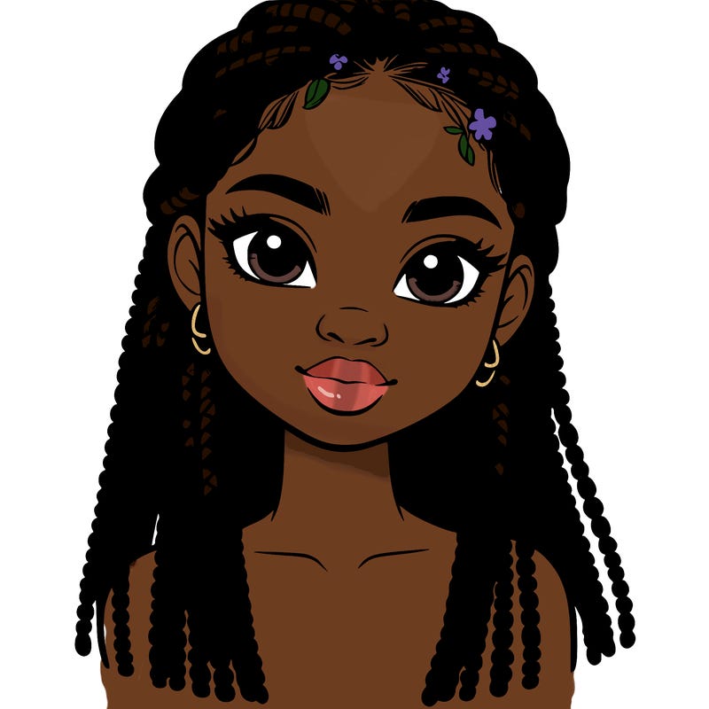 a realistic black girl with braids