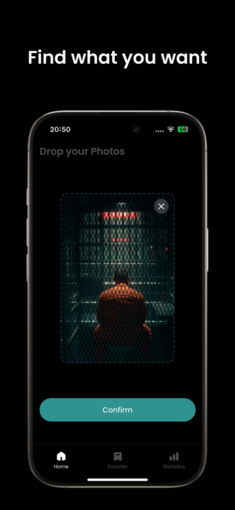 Interface of the Colorvid app showing a photo upload feature to extract color palettes from cinematic images