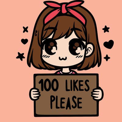girl holding sign saying 100 likes please