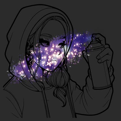 a realistic girl, spray painting