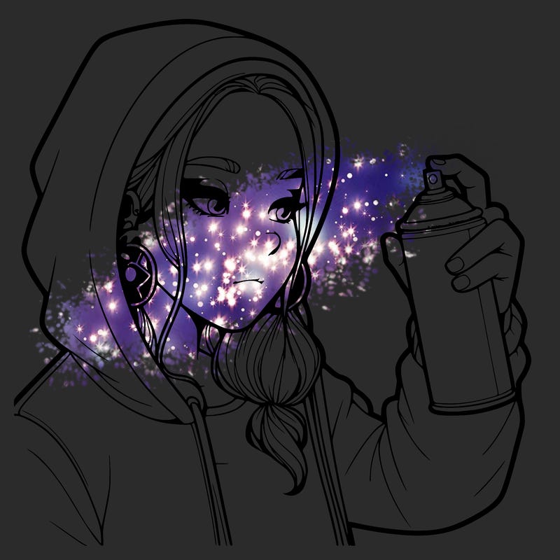 a realistic girl, spray painting