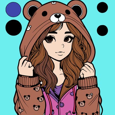 realistic girl in a animal pjs hoodie