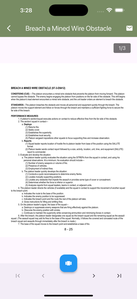 Army Ranger Handbook Trainer - Tactical instructions for breaching a mined wire obstacle from the Army Ranger Handbook Trainer mobile app