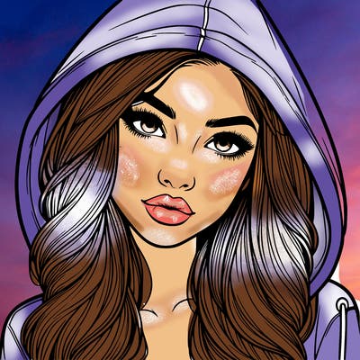 realistic beautiful girl with a hood on