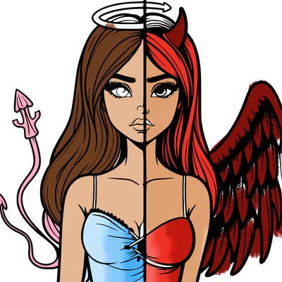 devil vs angel realistic girl