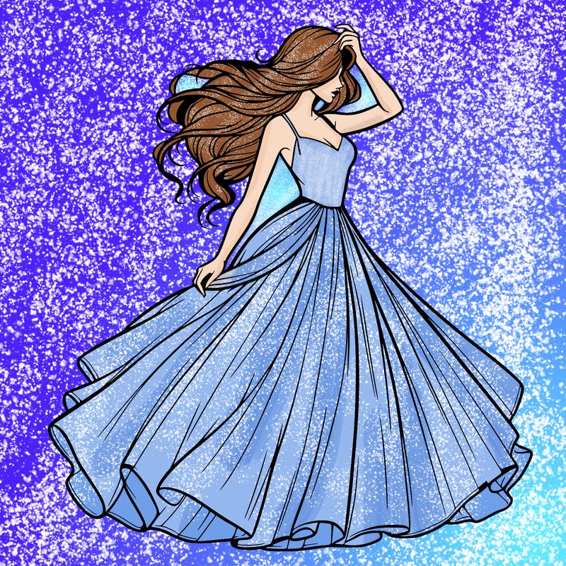 realistic woman with dress flowing in the wind