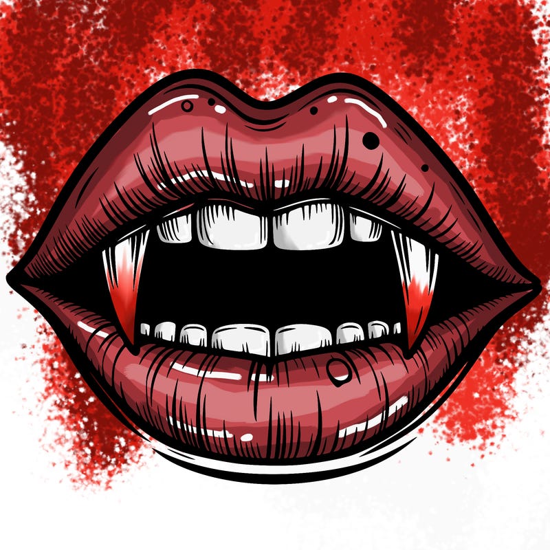 lips with vampire teeth