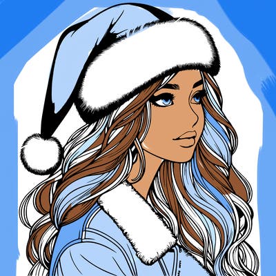 realistic girl in santa hat