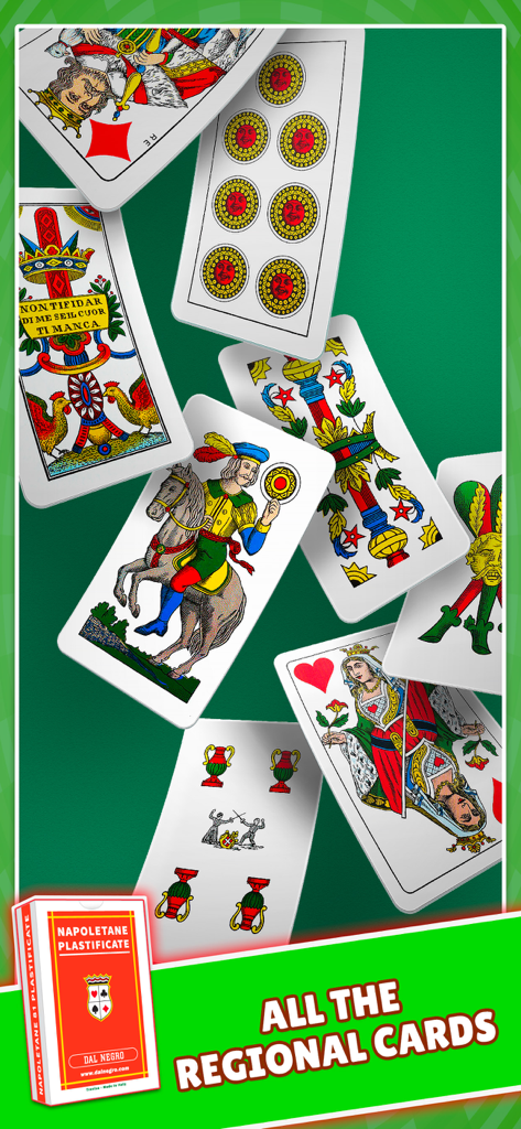 Asso Piglia Tutto Dal Negro - Exibição de várias cartas de jogar regionais italianas tradicionais com a marca Dal Negro