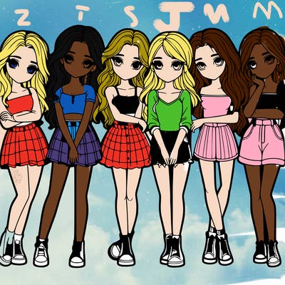 a group of girls realistic