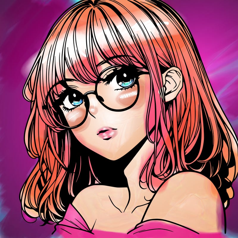 manga woman character with glasses and nice lips