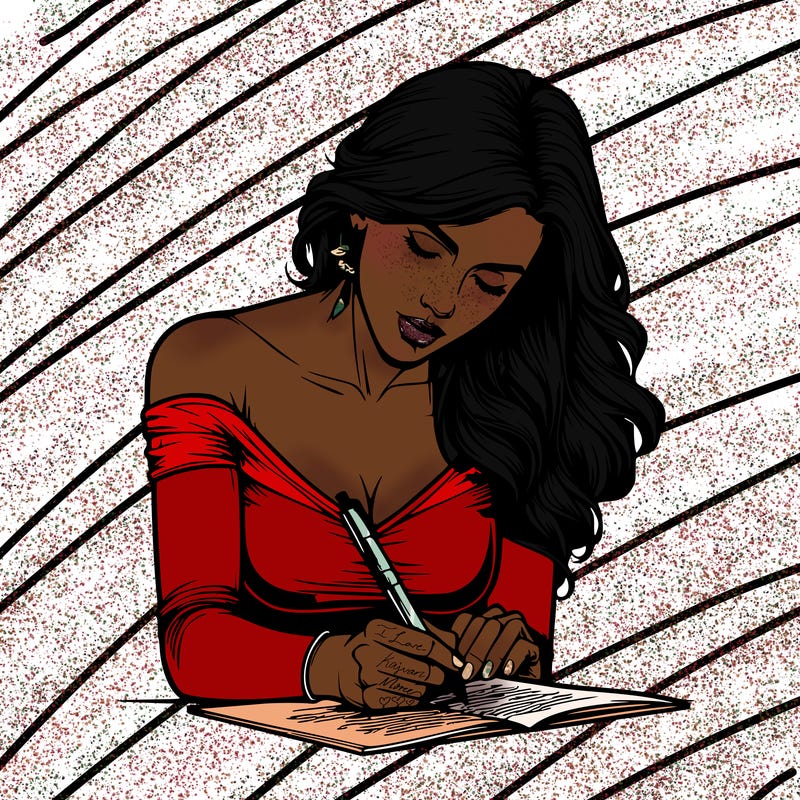 realistic female writing poetry