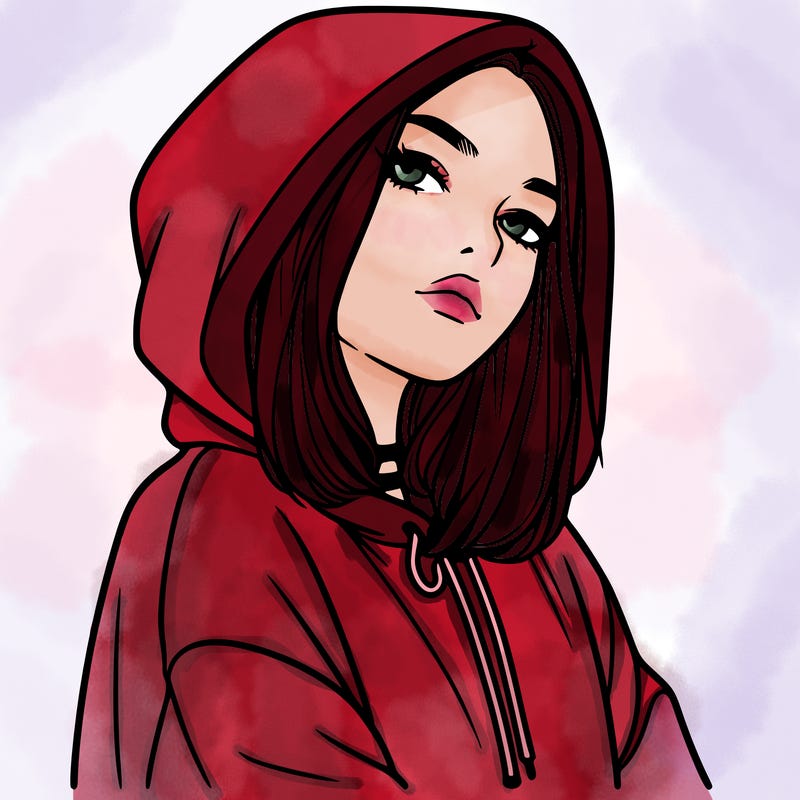 a realistic girl in a hoodie