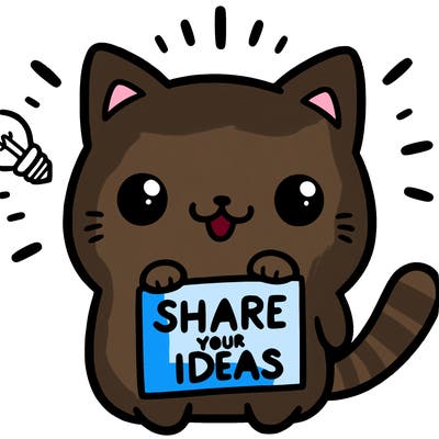 a cute cat saying share your ideas