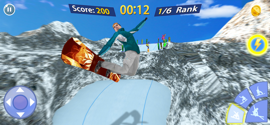 Snowboard Master 3D - Snowboarder performing a mid air trick in Snowboard Master 3D game