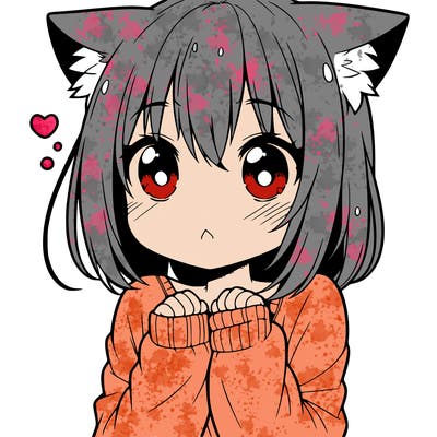 shy anime catgirl