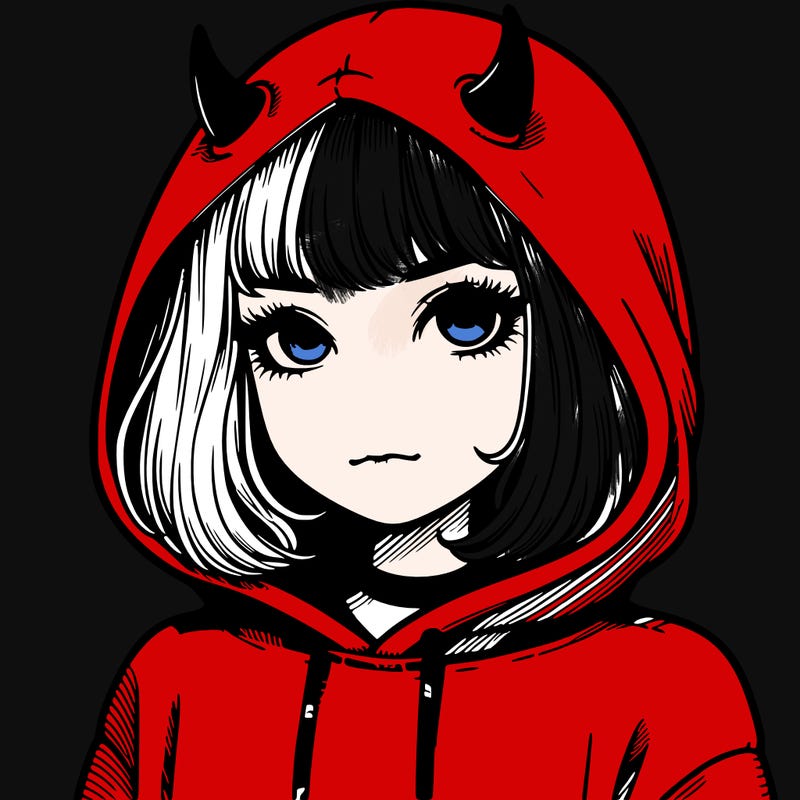 realistic girl with devil hoodie