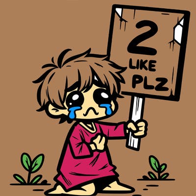 small poor toddler crying with sign that says 2 like plz