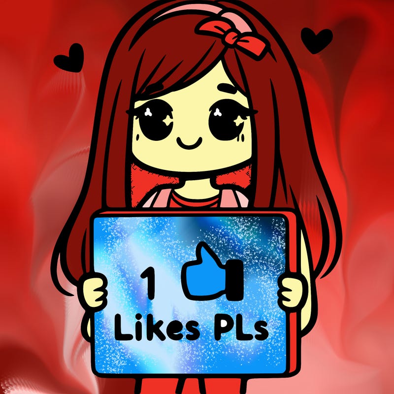 girl holding a sign saying 10 likes pls