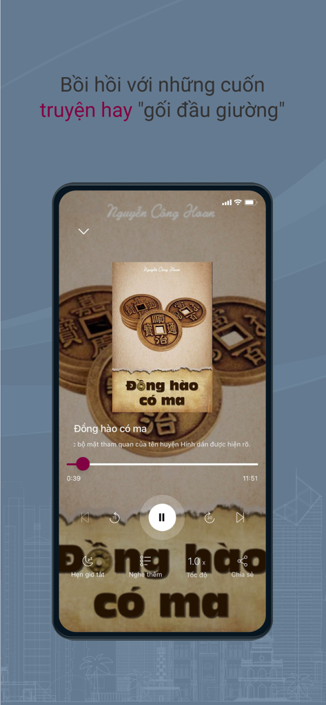 VTC NOW - VTC NOW 앱 오디오 플레이어 인터페이스는 베트남어 스토리 및 오디오북을 위한 것입니다.