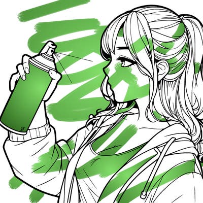 a realistic girl spray, painting