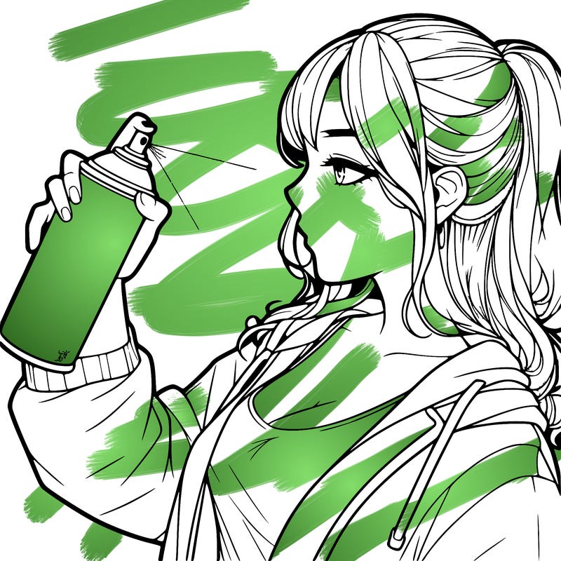a realistic girl spray, painting