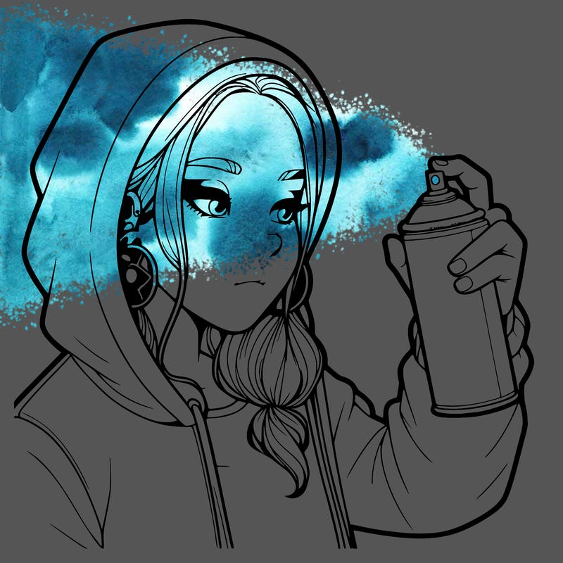 a realistic girl, spray painting