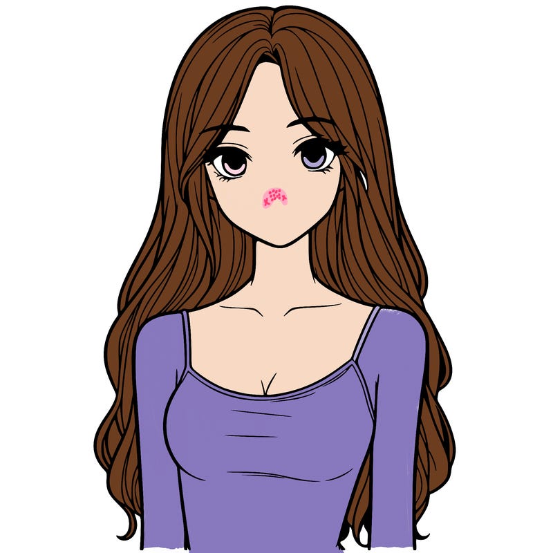 realistic girl, with long hair and a tank top