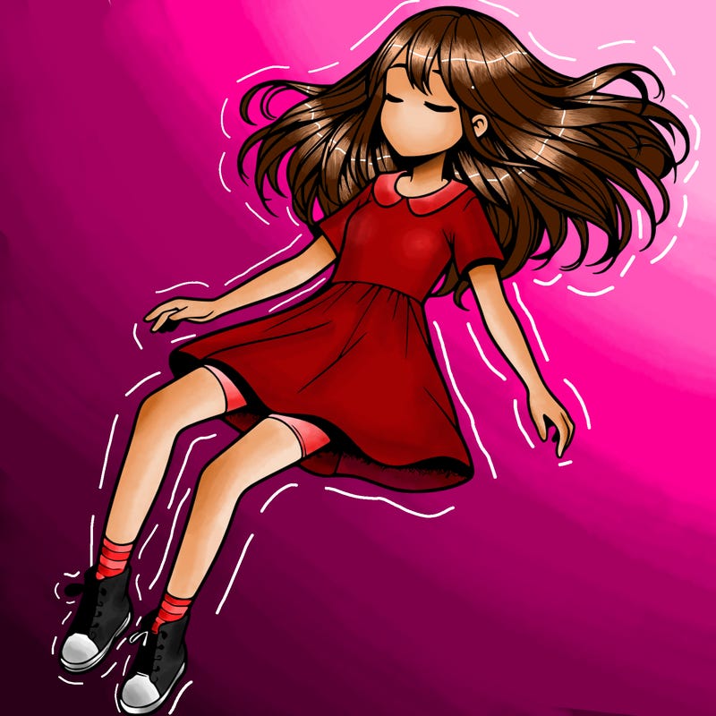 realistic girl floating