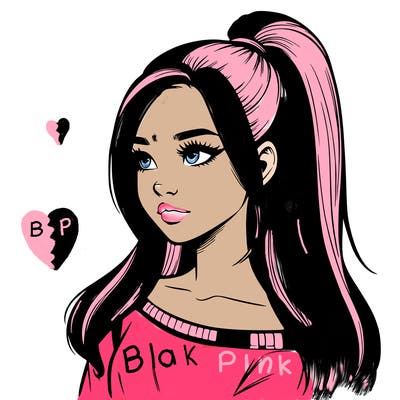 realistic girl with a high ponytail