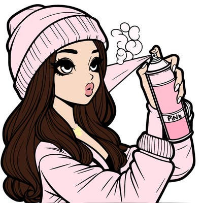 realistic girl spray painting