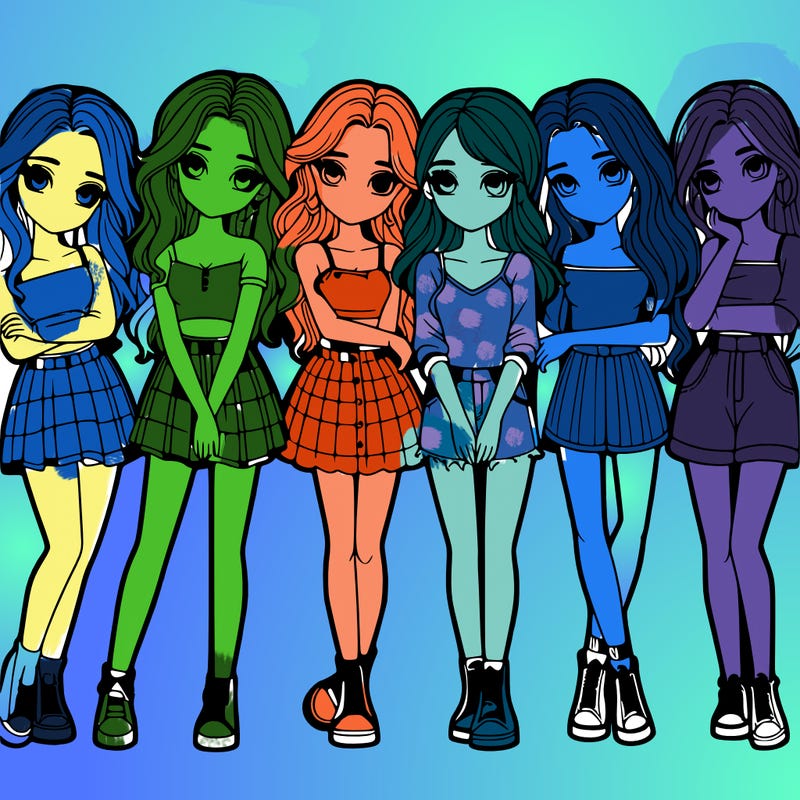 a group of girls realistic