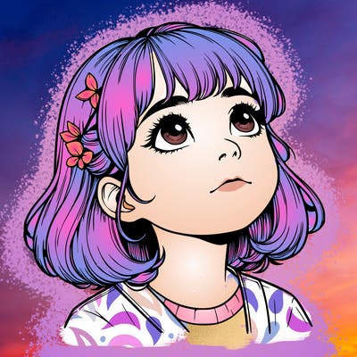 realistic girl looking up