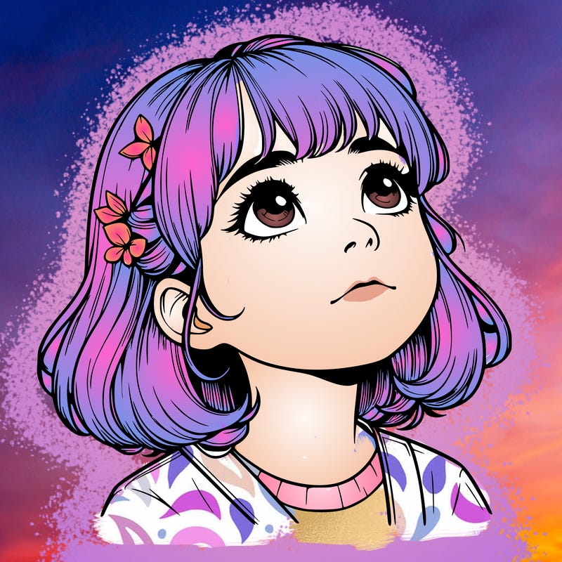 realistic girl looking up