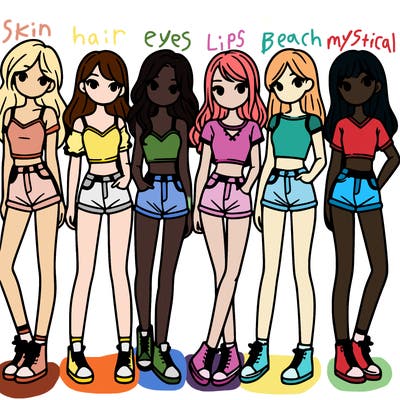 a group of girls wearing crop tops and shorts
