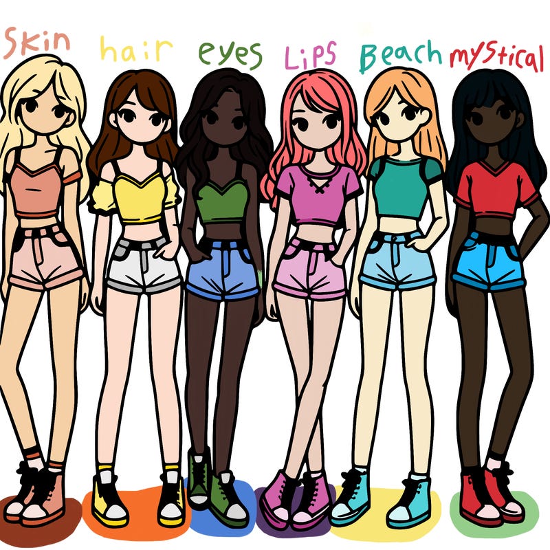 a group of girls wearing crop tops and shorts