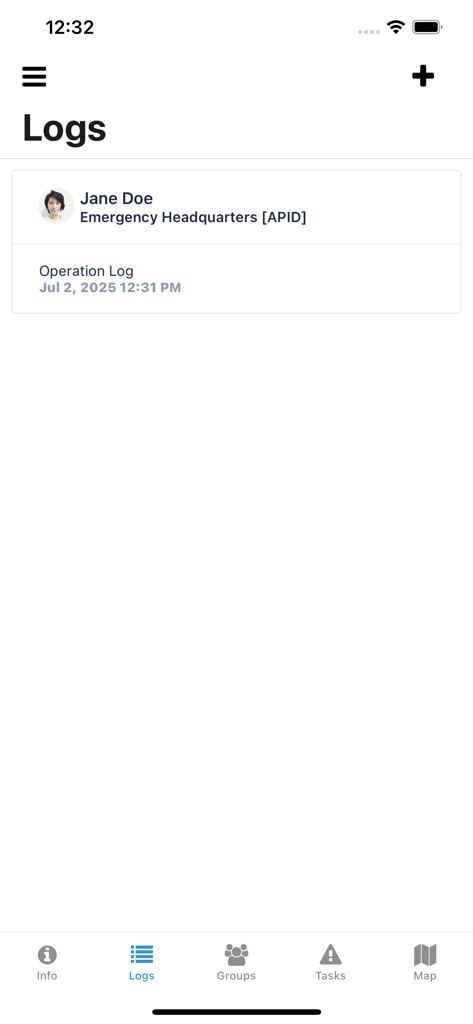 SAReye IMS - Smartphone-Oberfläche der SAReye IMS-App, die einen Eintragsbericht für Such- und Rettungsmanagement anzeigt.