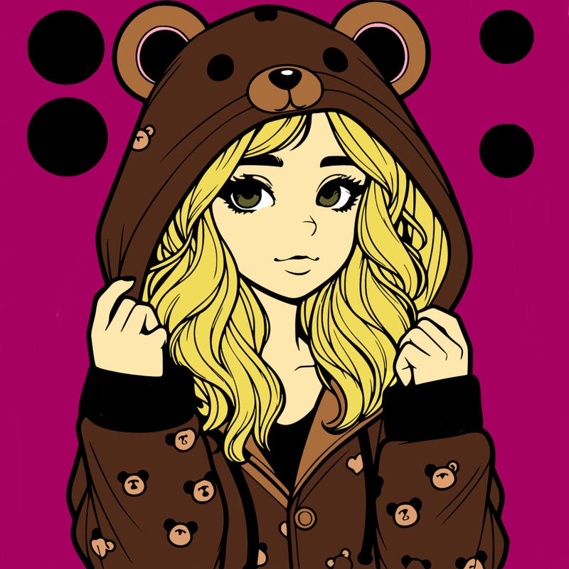 realistic girl in a animal pjs hoodie