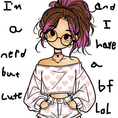 girl with a messy ponytail glasses a baggy crop top and jean shorts