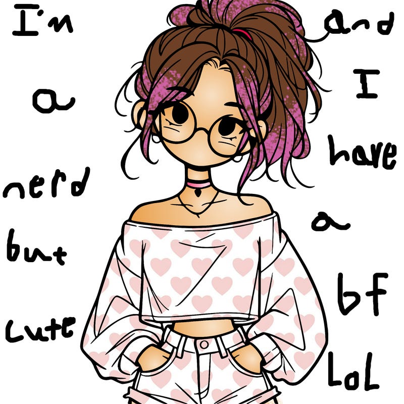 girl with a messy ponytail glasses a baggy crop top and jean shorts