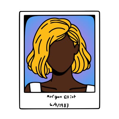 a polaroid portrait of swift's face cut off at the eyes