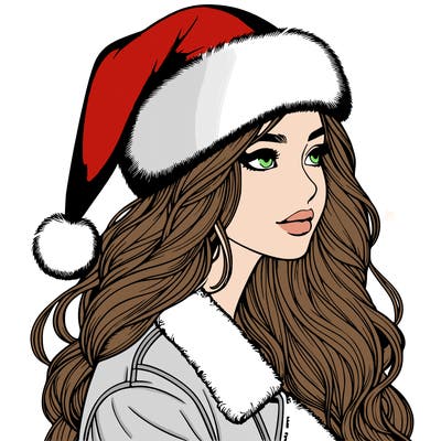 realistic girl in santa hat