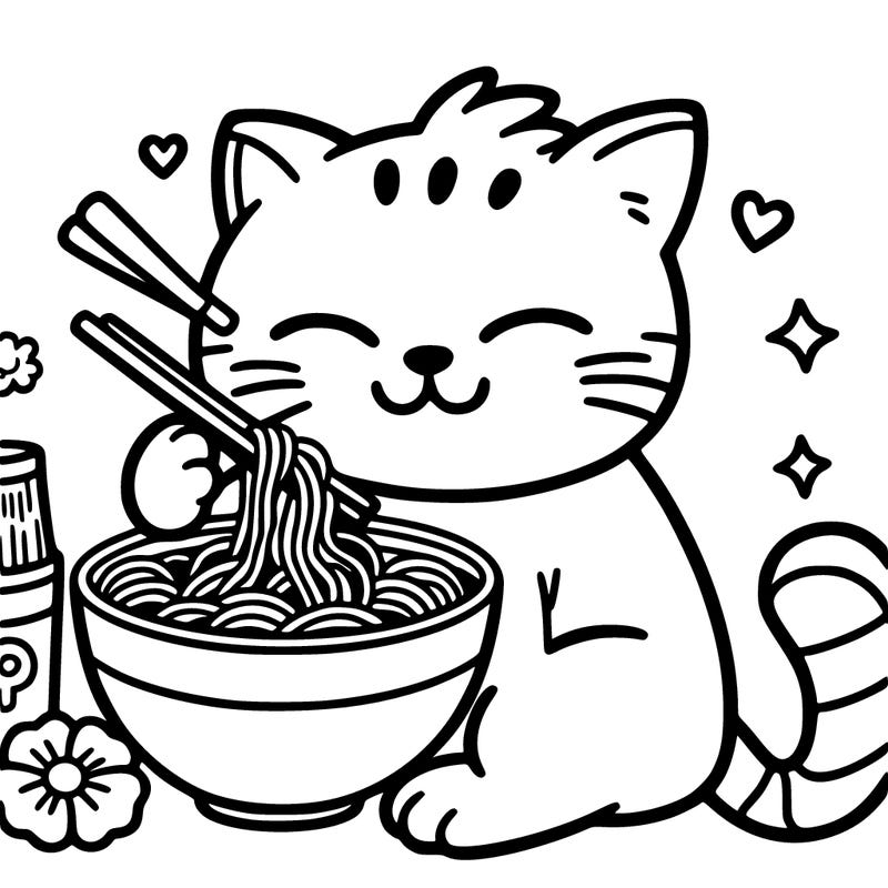 cat with ramen