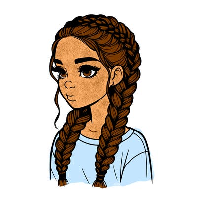 realistic girl with braids